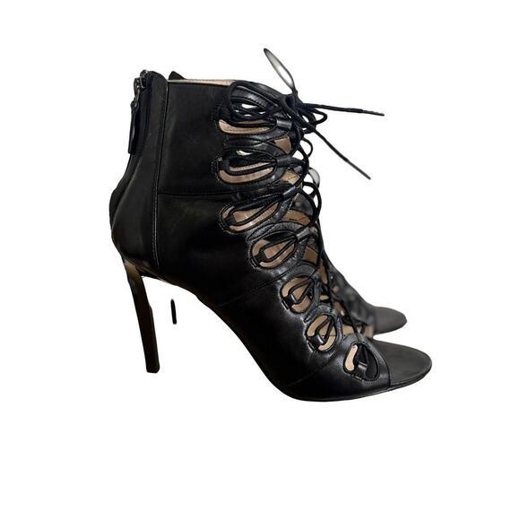 NINE WEST BLACK LEATHER LACE UP HIGH HEELS PUMPS  SZ.‎ 7.5 - Picture 5 of 8